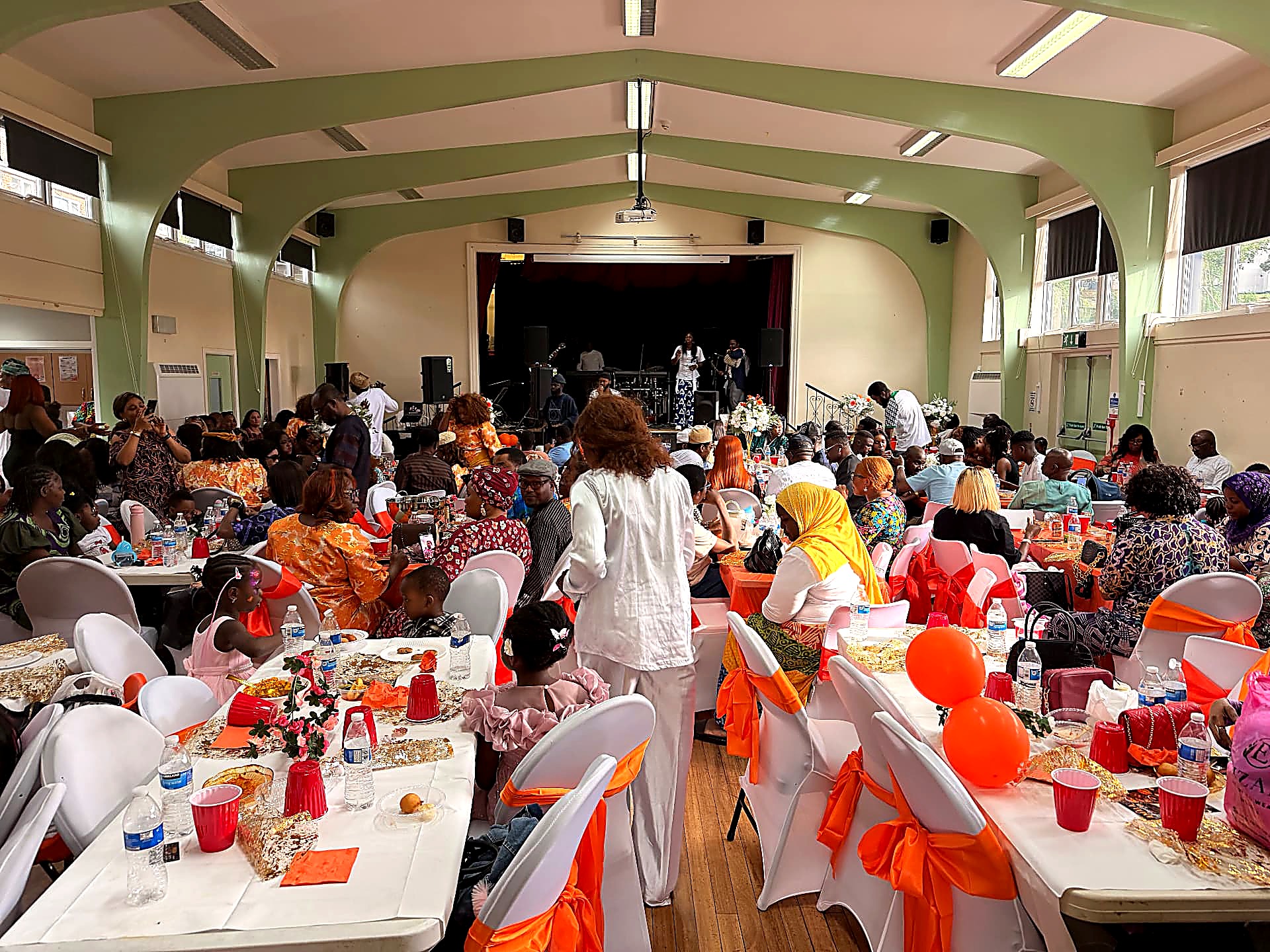 Guests fill the hall at Swalwell Community Centre in Gateshead as the live band performs at the 10th Amala Summer Gbedu Festival.