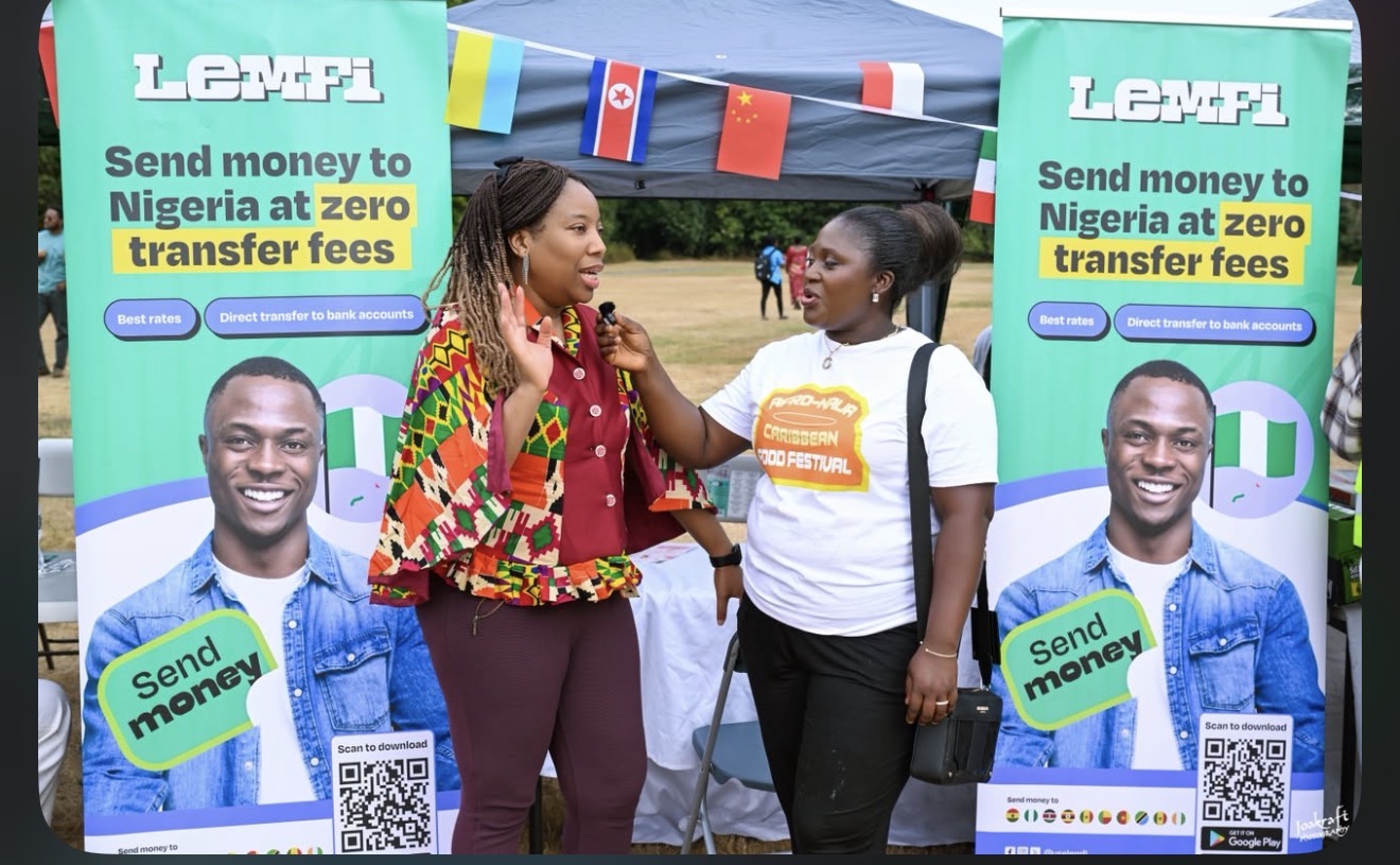A festival interview at primary sponsor LemFi’s stand. Photograph: Joakraft Photography